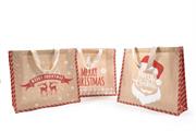 BORSA NATALE JUTA C/MANICI 40x35x15 ASS.