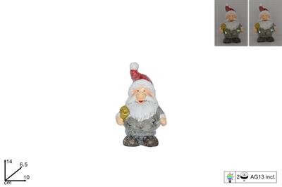 BABBO NATALE C/CAMPANA C/LUCE 14cm