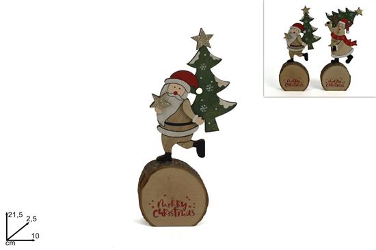 TRONCHETTO BABBO NATALE LEGNO 21cm