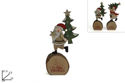 TRONCHETTO BABBO NATALE LEGNO 21cm