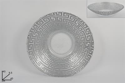 CENTROTAVOLA VETRO 40cm GRECA SILVER