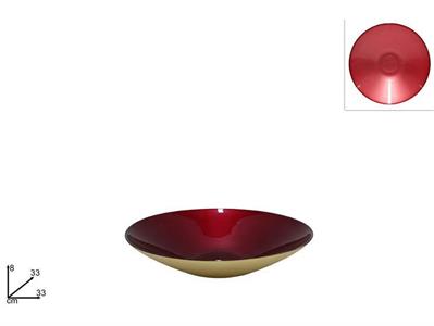 CENTROTAVOLA VETRO 33cm ROSSO/ORO