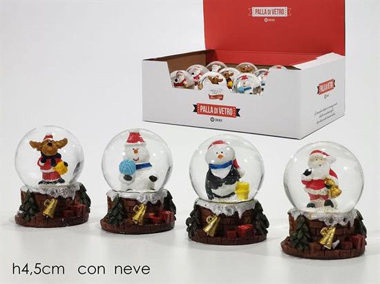 PALLA DI VETRO NATALE 4cm ASS.