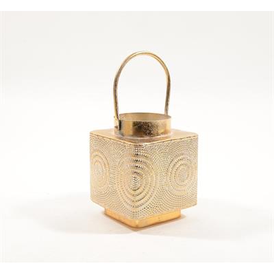 LANTERNA PORTACANDELA ORO METALLO 16x16x19cm