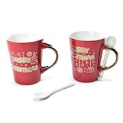 TAZZA NATALE RED/GOLD C/CUCCHIAINO