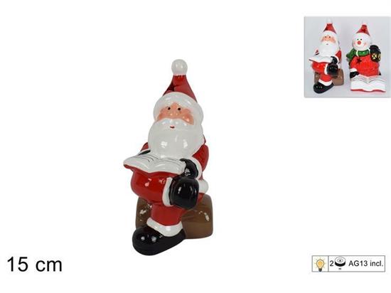 BABBO NATALE CERAMICA C/LUCI 15cm