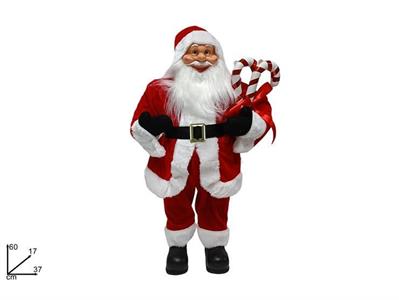 BABBO NATALE 60cm C/CANDY E FIOCCO