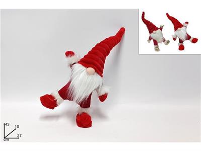 GNOMO NATALE SU UNA GAMBA ROSSO 43cm