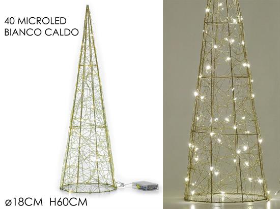 ALBERO CONO ORO 60cm 40 LED BIANCO CALDO