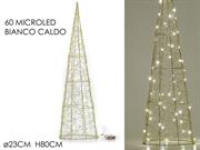 ALBERO CONO ORO 80cm 60 LED BIANCO CALDO