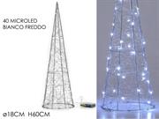 ALBERO CONO ARGENTO 60cm 40 LED BIANCO FREDDO