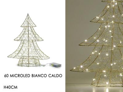 ALBERO B/O ORO 40cm 30 LED BIANCO CALDO