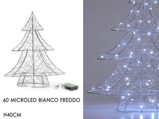 ALBERO B/O ARGENTO 40cm 30 LED BIANCO FREDDO