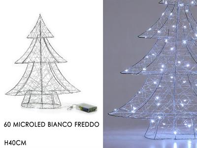 ALBERO B/O ARGENTO 40cm 30 LED BIANCO FREDDO