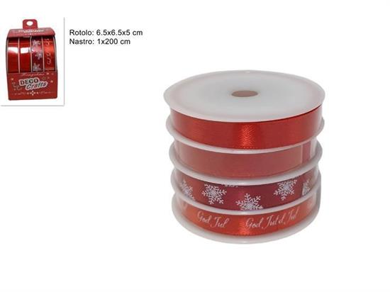 NASTRI RASO 4pz ROSSO cm1x2mt DECORO NATALE