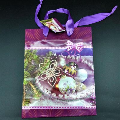 SHOPPER NATALE VIOLA GLITTER 18x14x7