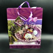 SHOPPER NATALE VIOLA GLITTER 25x20x8