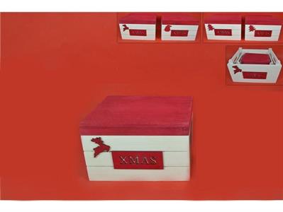 SCATOLA LEGNO RED XMAS 25x20x16