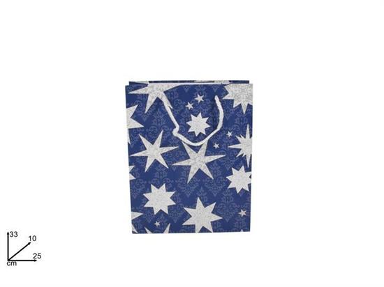 SHOPPER NATALE BLU C/STELLE 33x25