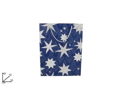 SHOPPER NATALE BLU C/STELLE 42x33