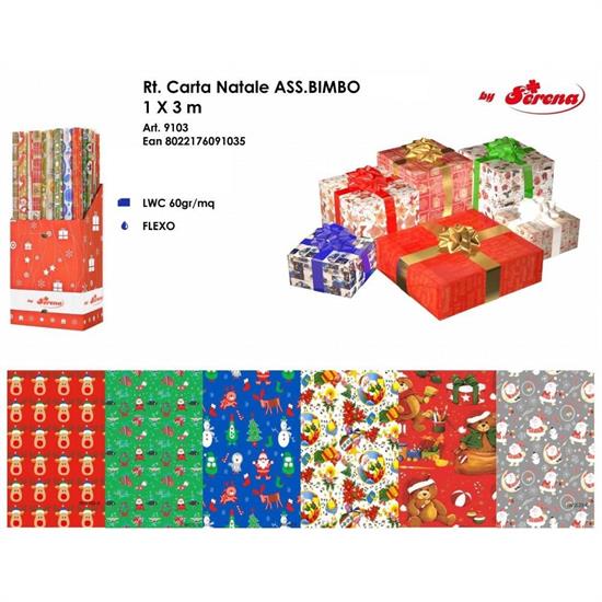 ROTOLO CARTA NATALE 1x3mt ASS.BIMBO