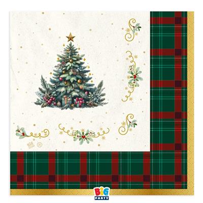 PARTY TOVAGLIOLI NATALE TARTAN 16pz