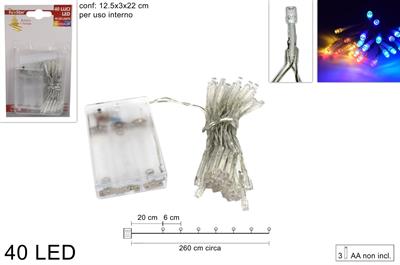 LUCI 40 LED MULTICOLOR BATTERIA