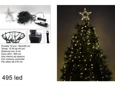 TENDA PER ALBERO 495 LED BIANCO CALDO C/PUNTALE