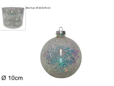 PALLE VETRO RAINBOW 10cm 6pz CON PAILLETTES