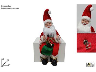 BABBO NATALE CARILLON SEDUTO 47cm ROSSO