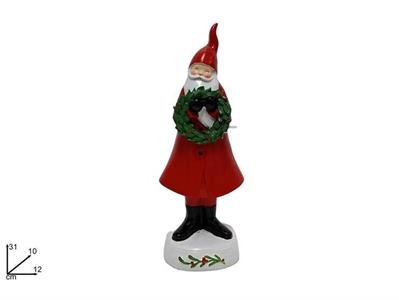 BABBO NATALE CERAMICA 31cm C/GHIRLANDA