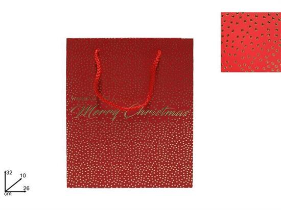 SHOPPER NATALE ROSSA BORCHIE ORO 32x26