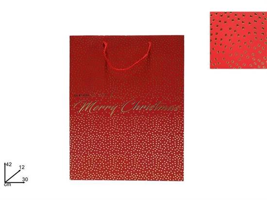 SHOPPER NATALE ROSSA BORCHIE ORO 42x30