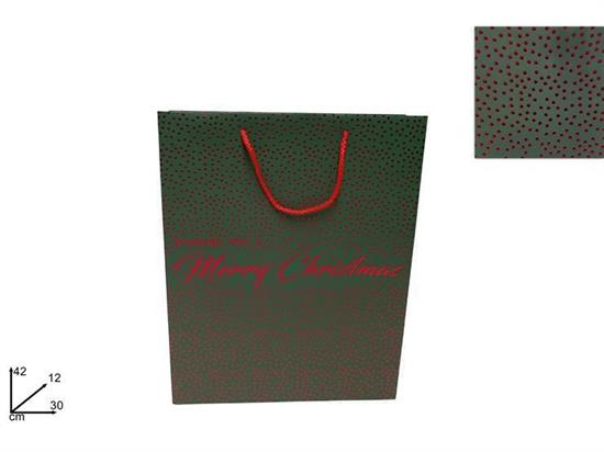 SHOPPER NATALE VERDE BORCHIE ROSSE 42x30