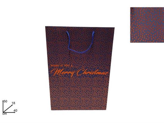 SHOPPER NATALE BLU BORCHIE COPPER 42x30