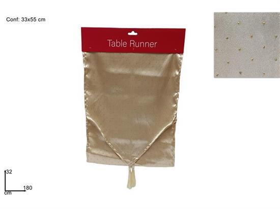 RUNNER 180x32 BEIGE C/DIAMANTI ORO