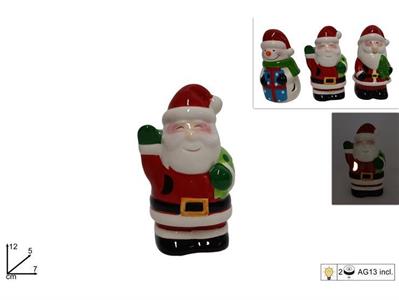 BABBO NATALE CERAMICA C/LUCE 12cm