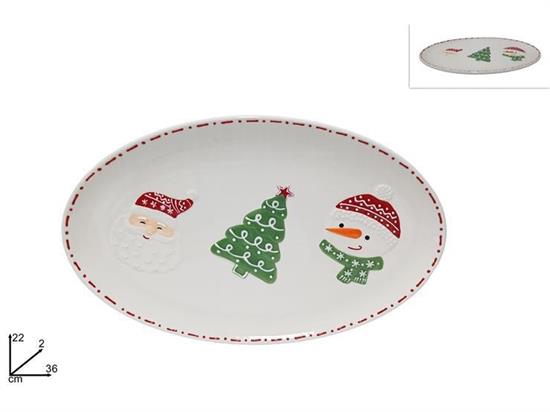 PIATTO OVALE DECORO NATALE 22x36cm CERAMICA