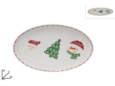 PIATTO OVALE DECORO NATALE 22x36cm CERAMICA