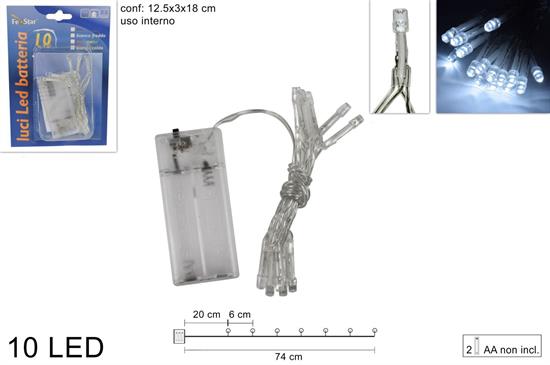 LUCI 10 LED BIANCO FREDDO BATTERIA