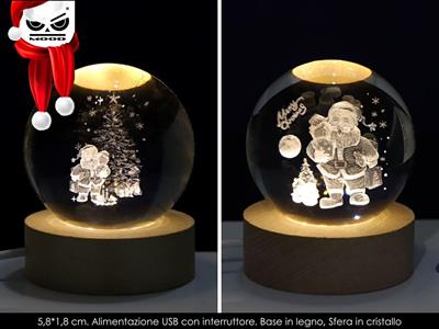 LUCE SFERA PICCOLA BABBO NATALE 6cm LED