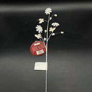 SPILLONE FIORI C/PERLE 46cm BIANCO