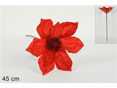 FIORE VELLUTO ROSSO C/GLITTER 45cm