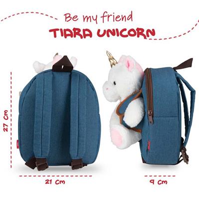 MINI ZAINETTO DENIM CON PELUCHE UNICORN