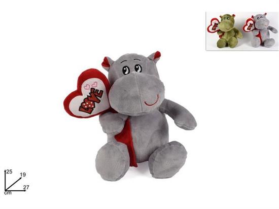 PELUCHE IPPOPOTAMO C/CUORE 25cm COL.ASS.