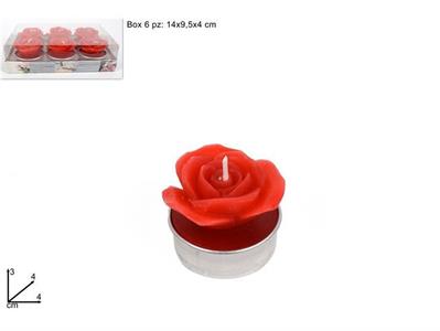 CANDELE FIORE ROSA 6pz IN BOX