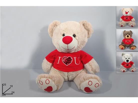 PELUCHE ORSO C/MAGLIETTA LOVE 25cm