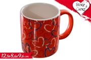 TAZZA LOVE ROSSA C/CUORI