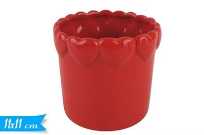 VASO ROSSO C/CUORI 11x11