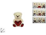 PELUCHE ORSO BIANCO C/CUORE PAILLETTES 20cm